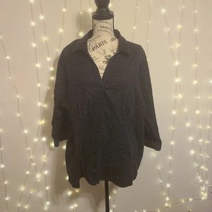 Black white polka dot button down shirt 212 collection 2x